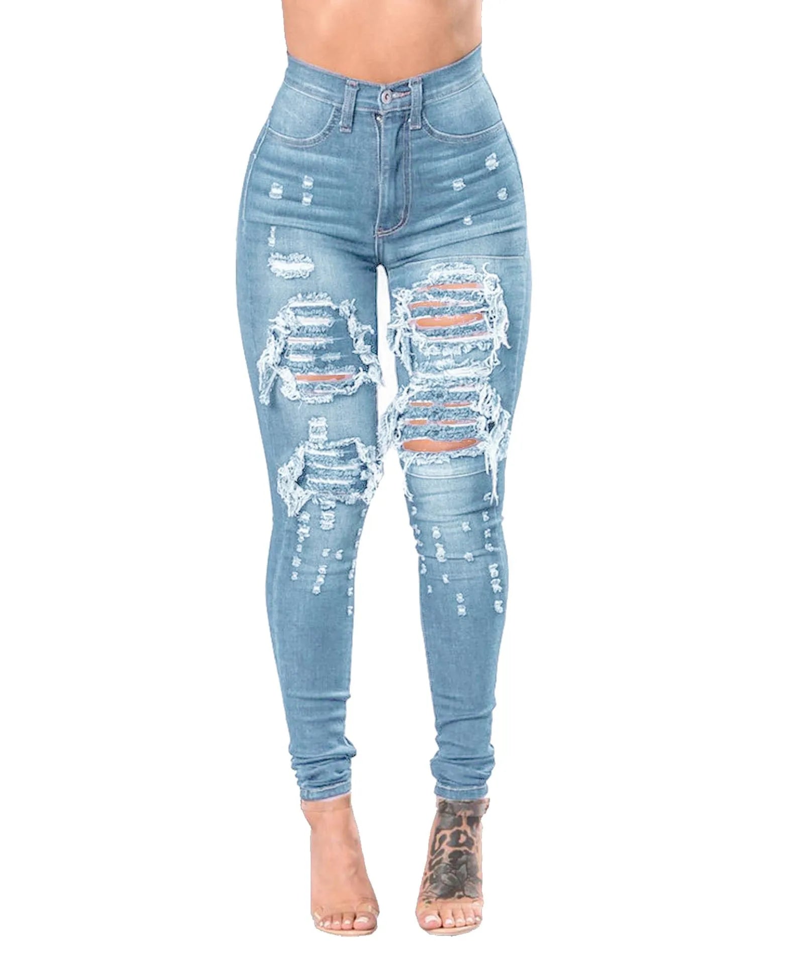 High Waist Ripped Jeans For Women