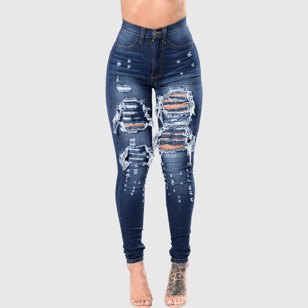 High Waist Ripped Jeans For Women