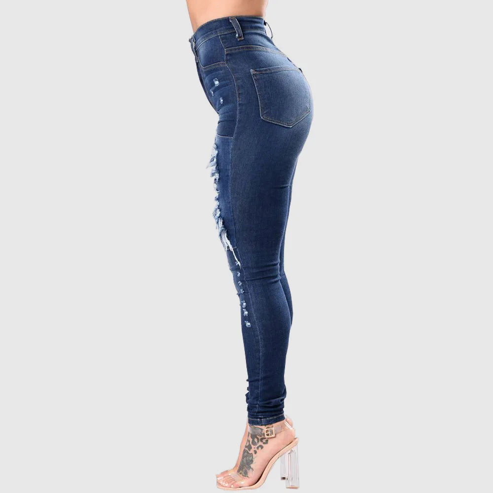 High Waist Ripped Jeans For Women