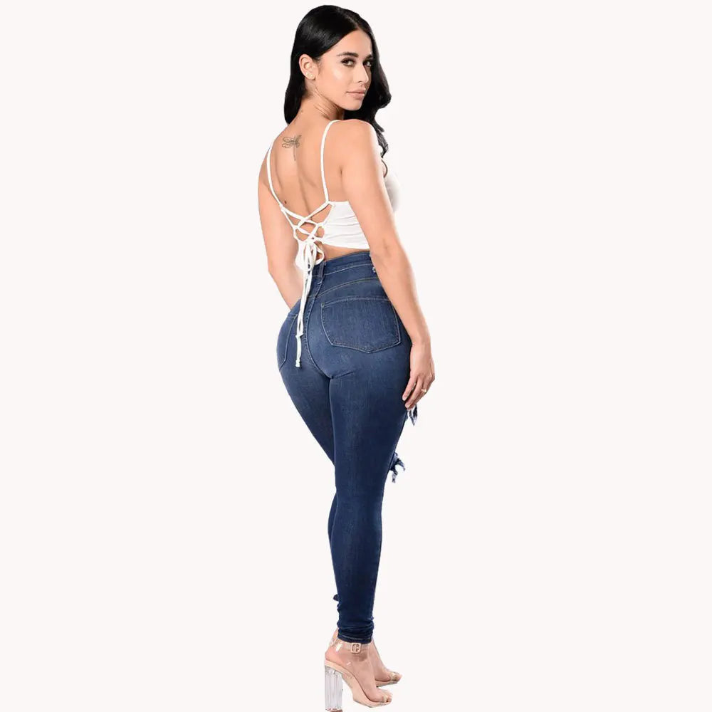 High Waist Ripped Jeans For Women