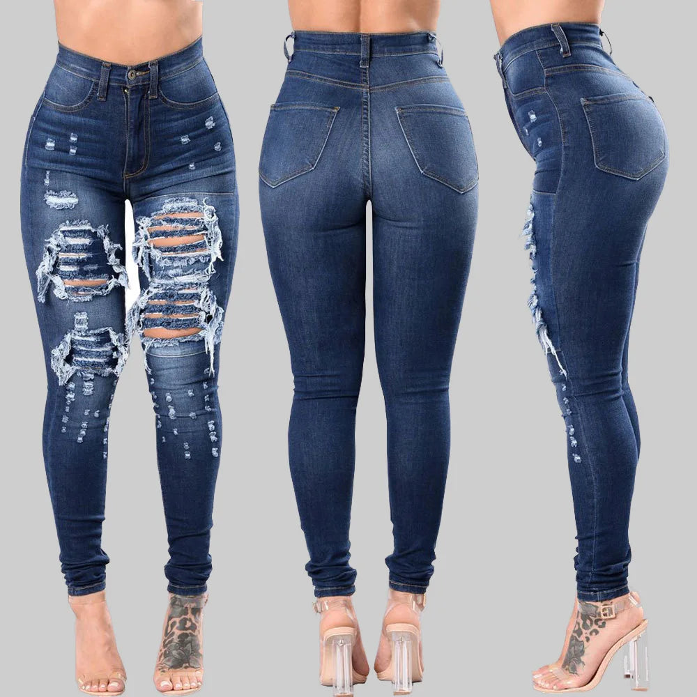 High Waist Ripped Jeans For Women