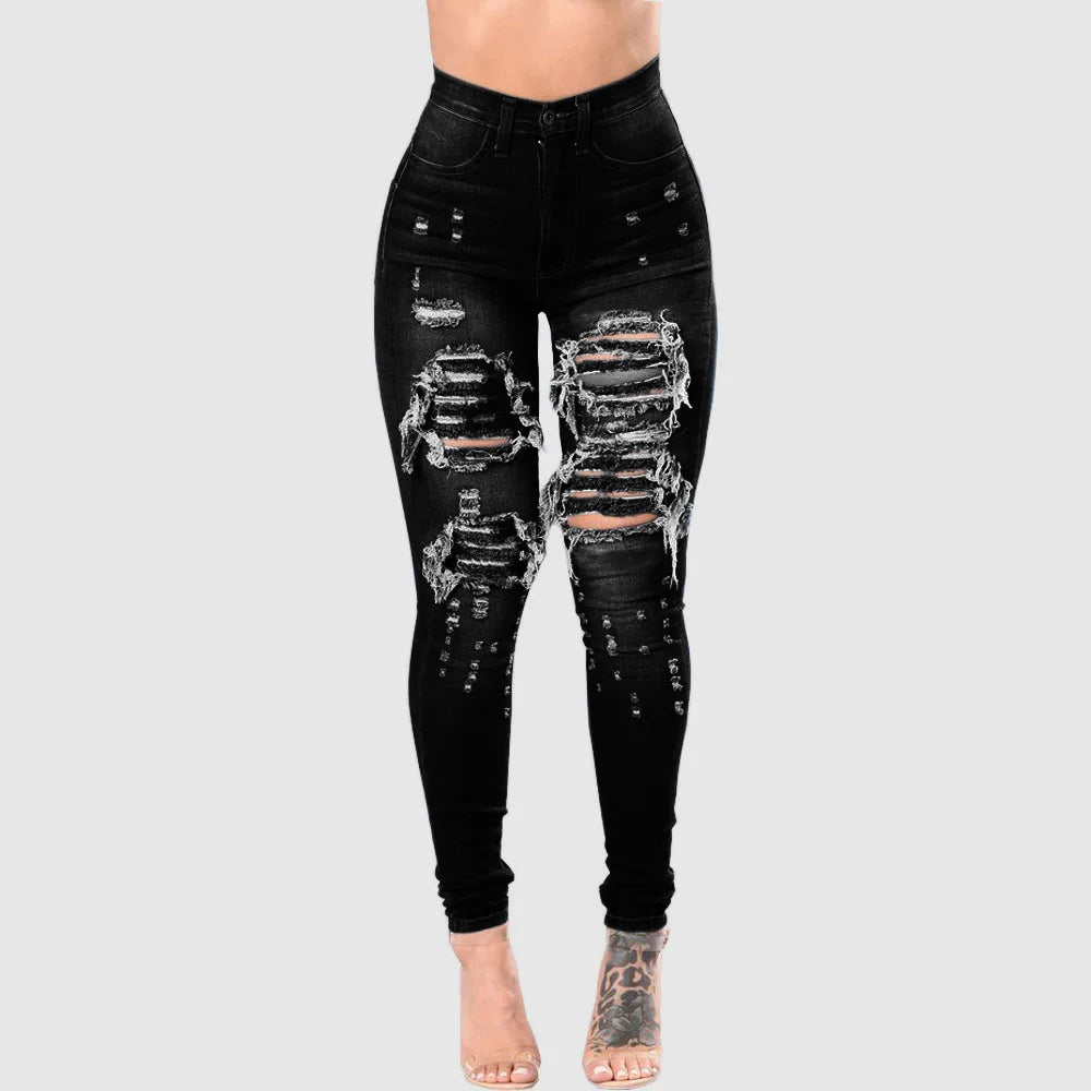 High Waist Ripped Jeans For Women