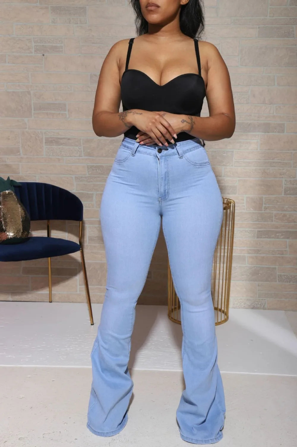 Womens High Waist Flare Jeans