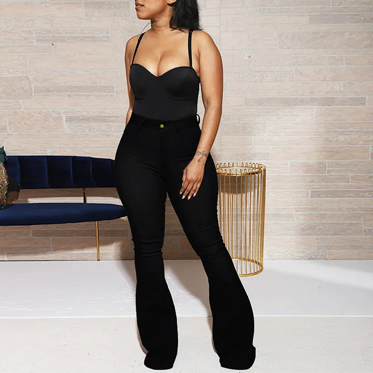 Womens High Waist Flare Jeans