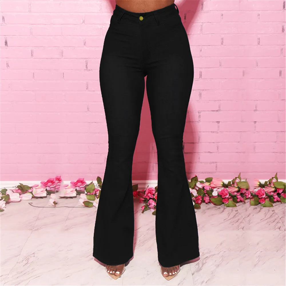 Womens High Waist Flare Jeans