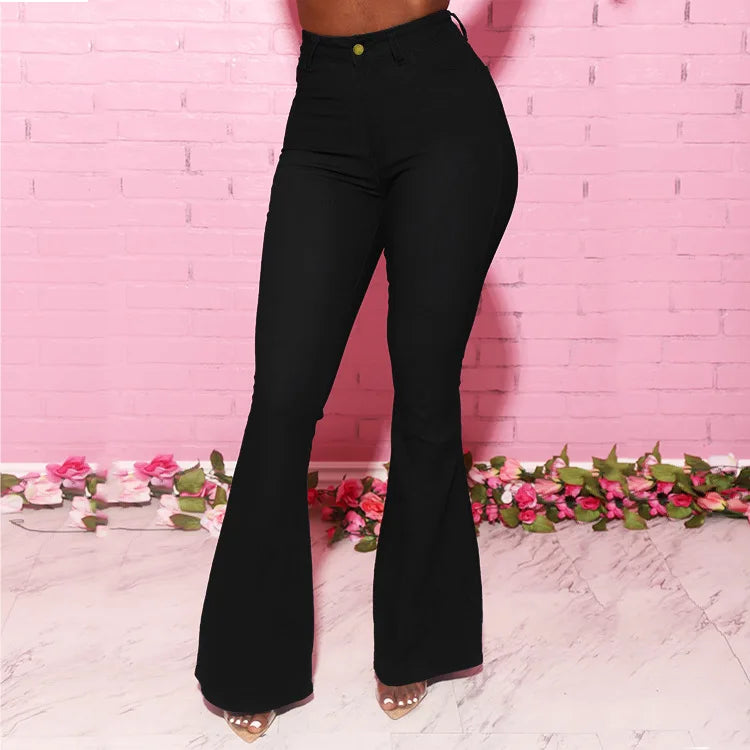 Womens High Waist Flare Jeans