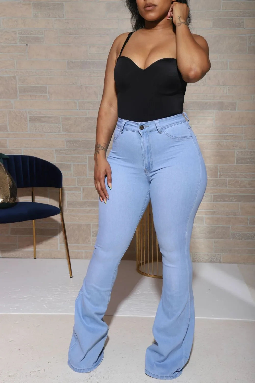 Womens High Waist Flare Jeans