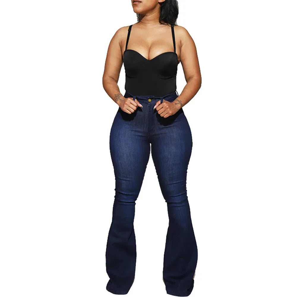 Womens High Waist Flare Jeans