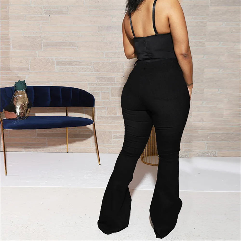 Womens High Waist Flare Jeans