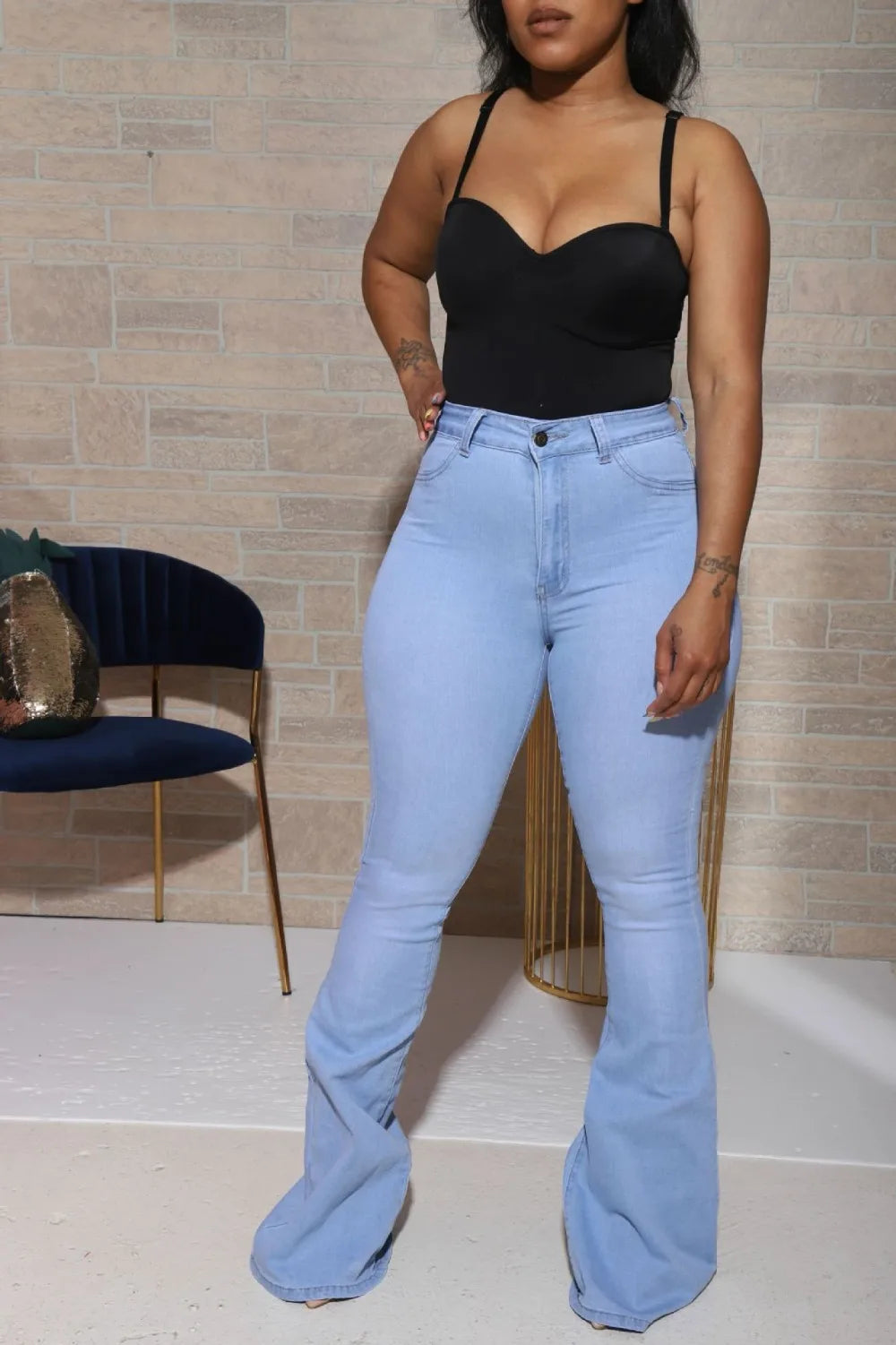 Womens High Waist Flare Jeans