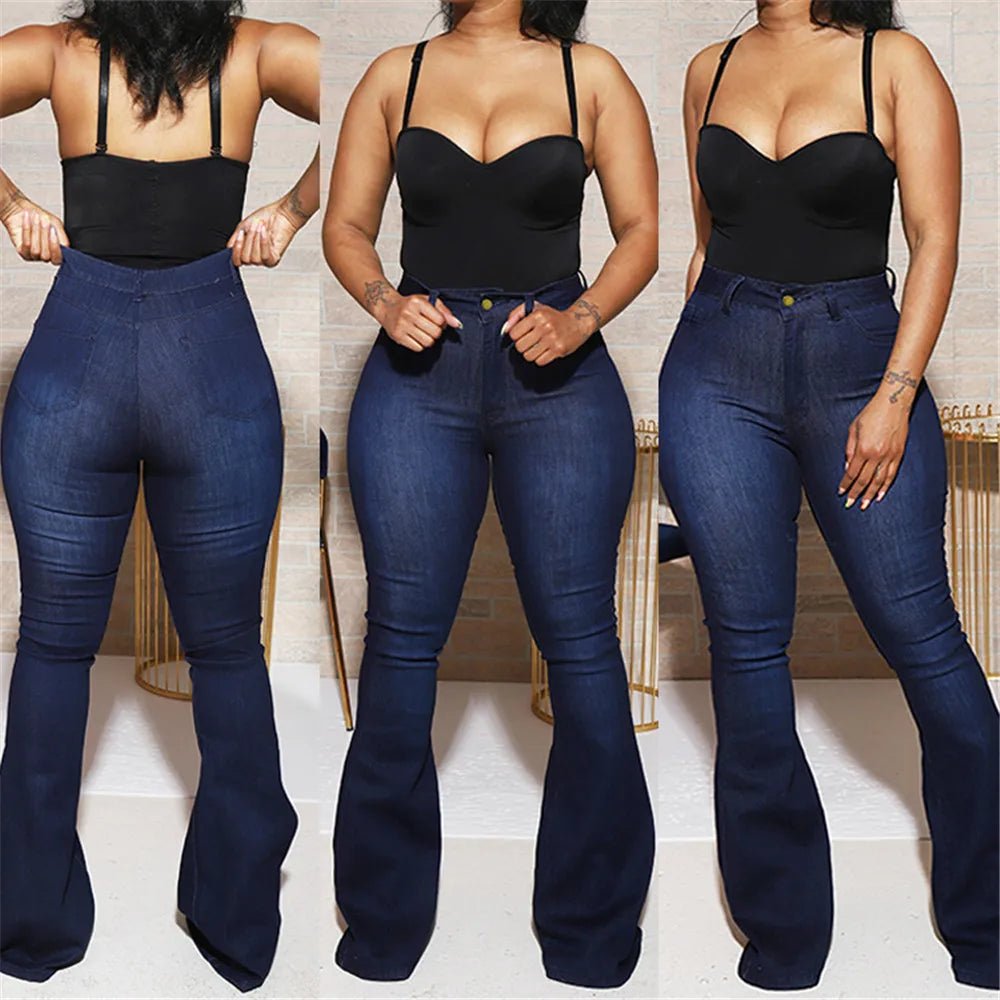 Womens High Waist Flare Jeans