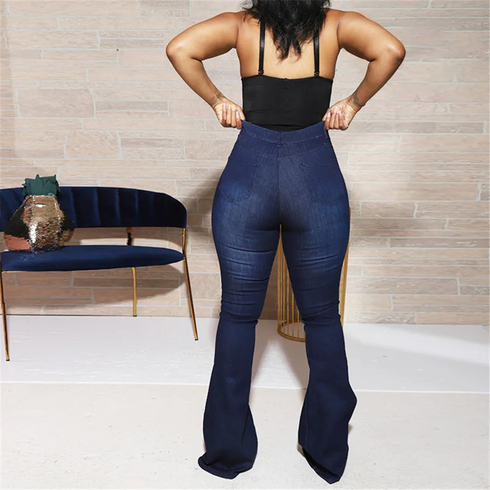 Womens High Waist Flare Jeans