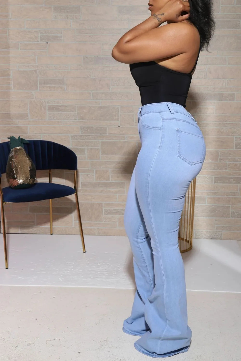 Womens High Waist Flare Jeans