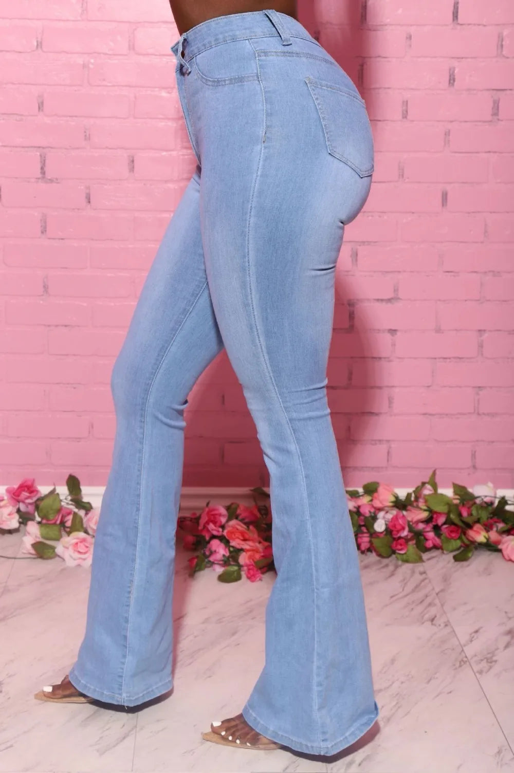 Womens High Waist Flare Jeans