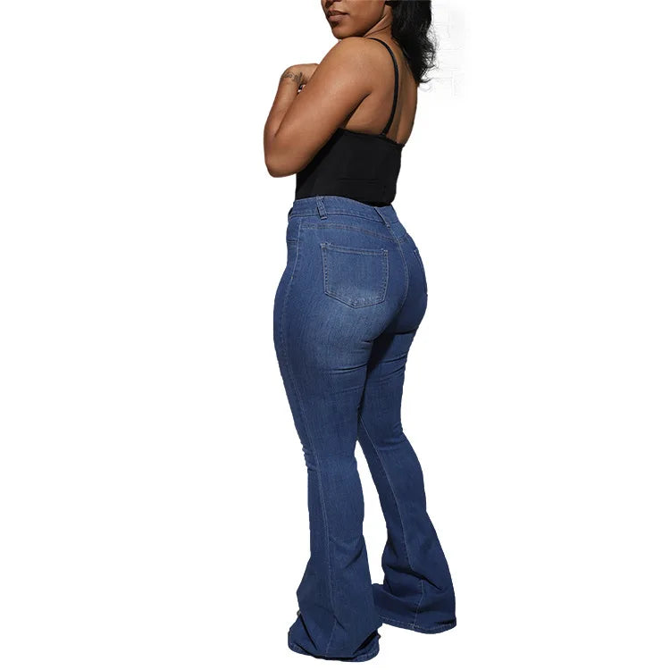 Womens High Waist Flare Jeans