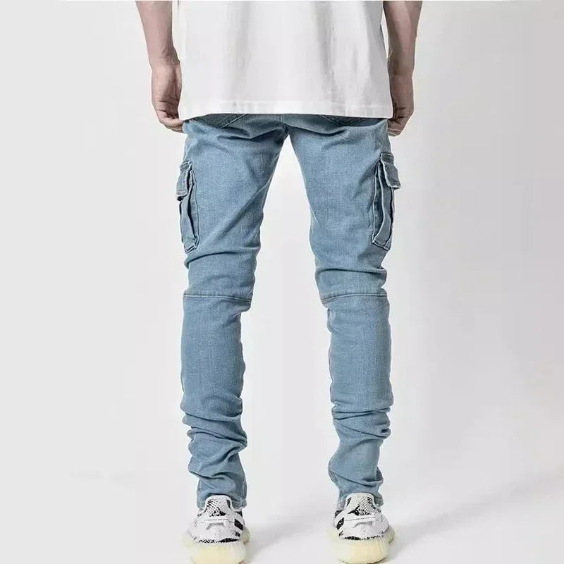 Men Denim Cargo Slim Fit Joggers