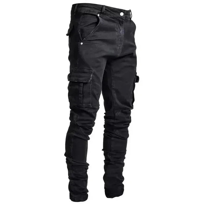 Men Denim Cargo Slim Fit Joggers