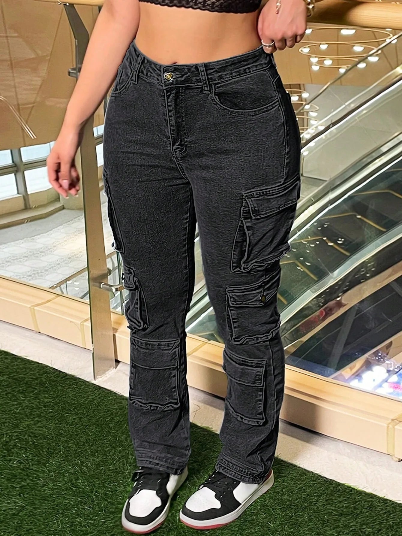Women Cargo Slim-Fit Jeans