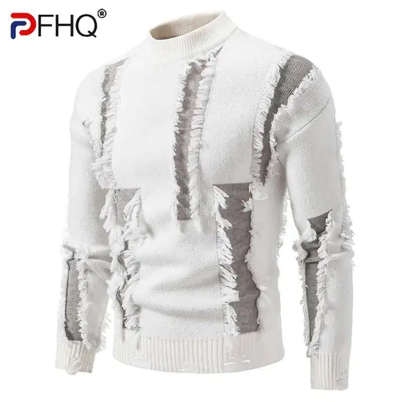Men's Raw Edge Mock Neck Sweater