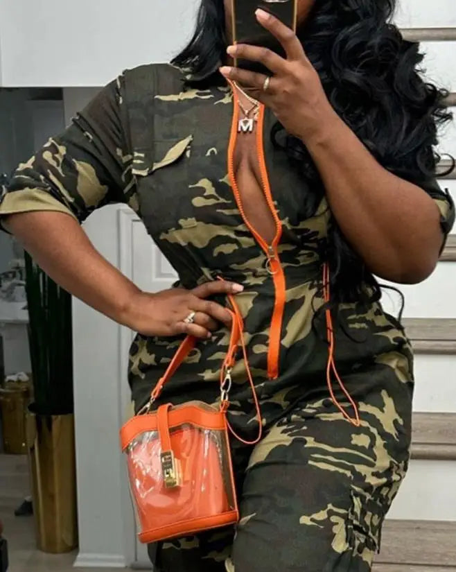 Camouflage Design One Piece Jumpsuit