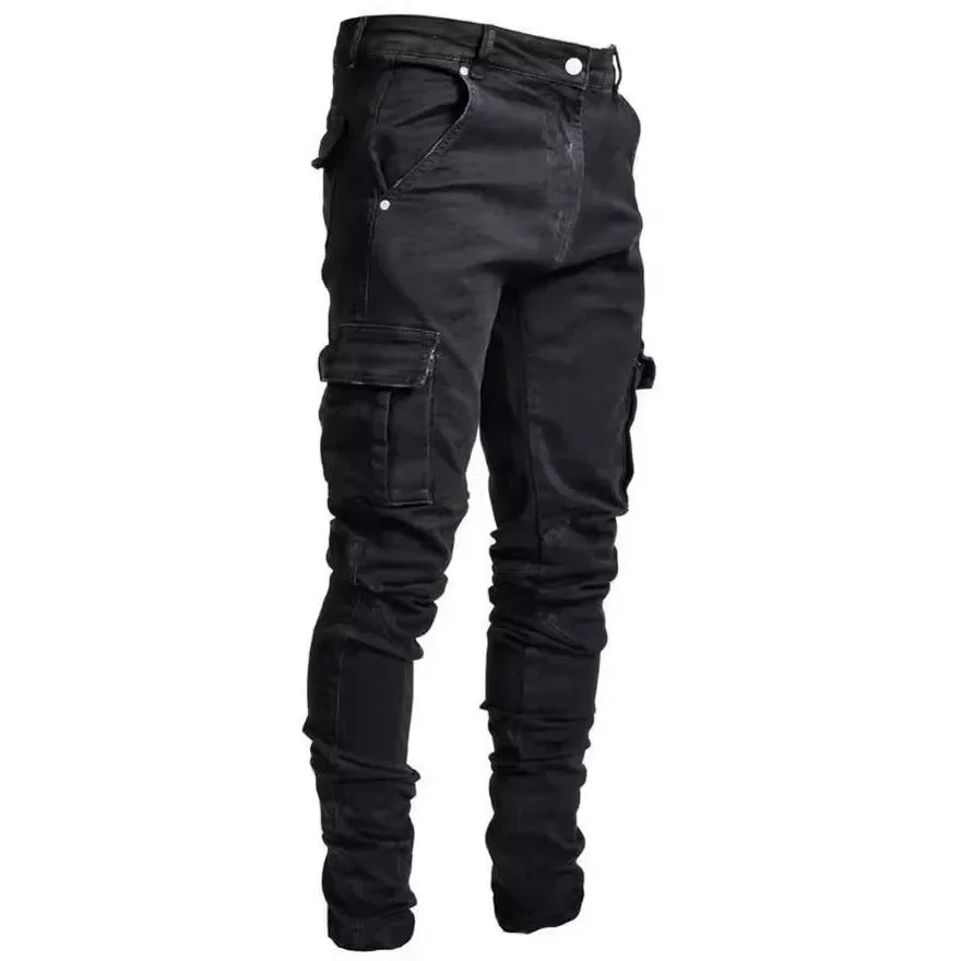 Men Denim Cargo Slim Fit Joggers