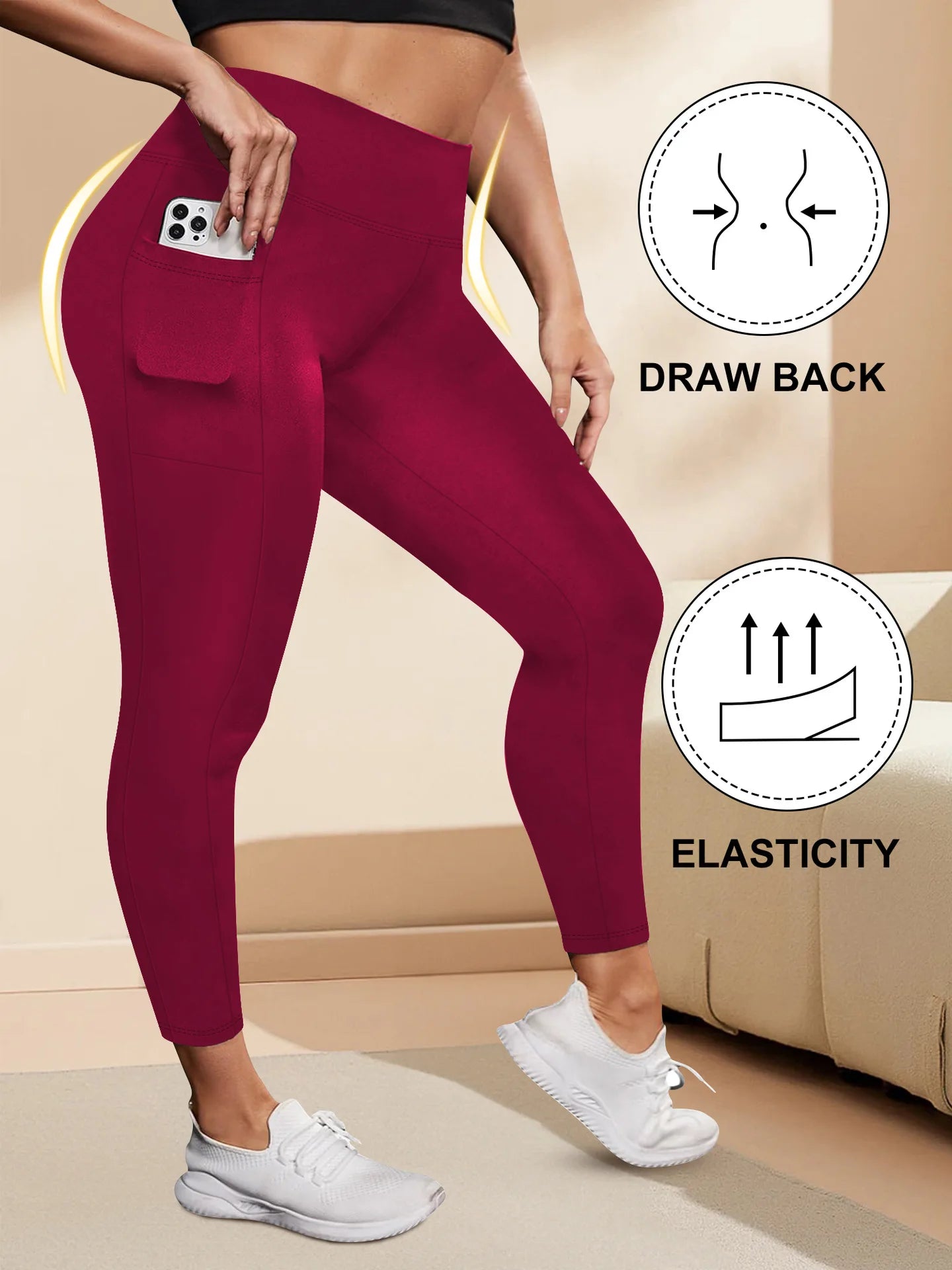 Women's High-Waisted  Butt-Lifting Leggings with Pockets Plus Size
