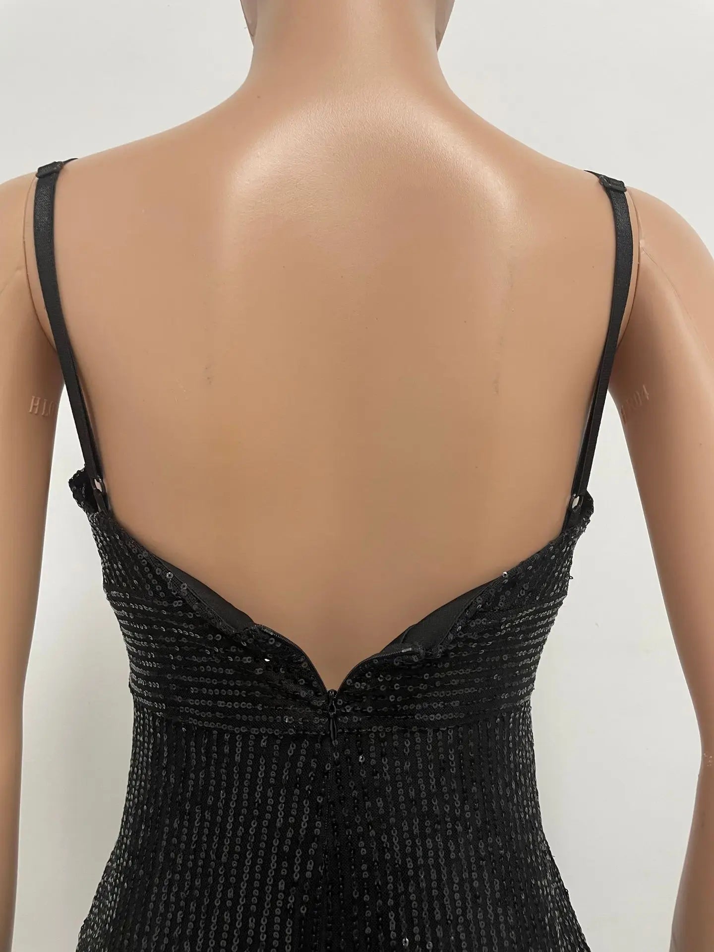 Womens Criss-Cross Sequin Elegant Evening Dress