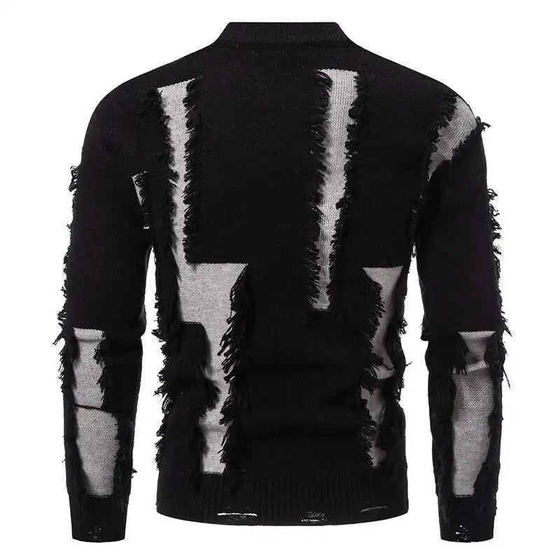 Men's Raw Edge Mock Neck Sweater