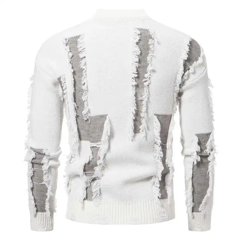 Men's Raw Edge Mock Neck Sweater