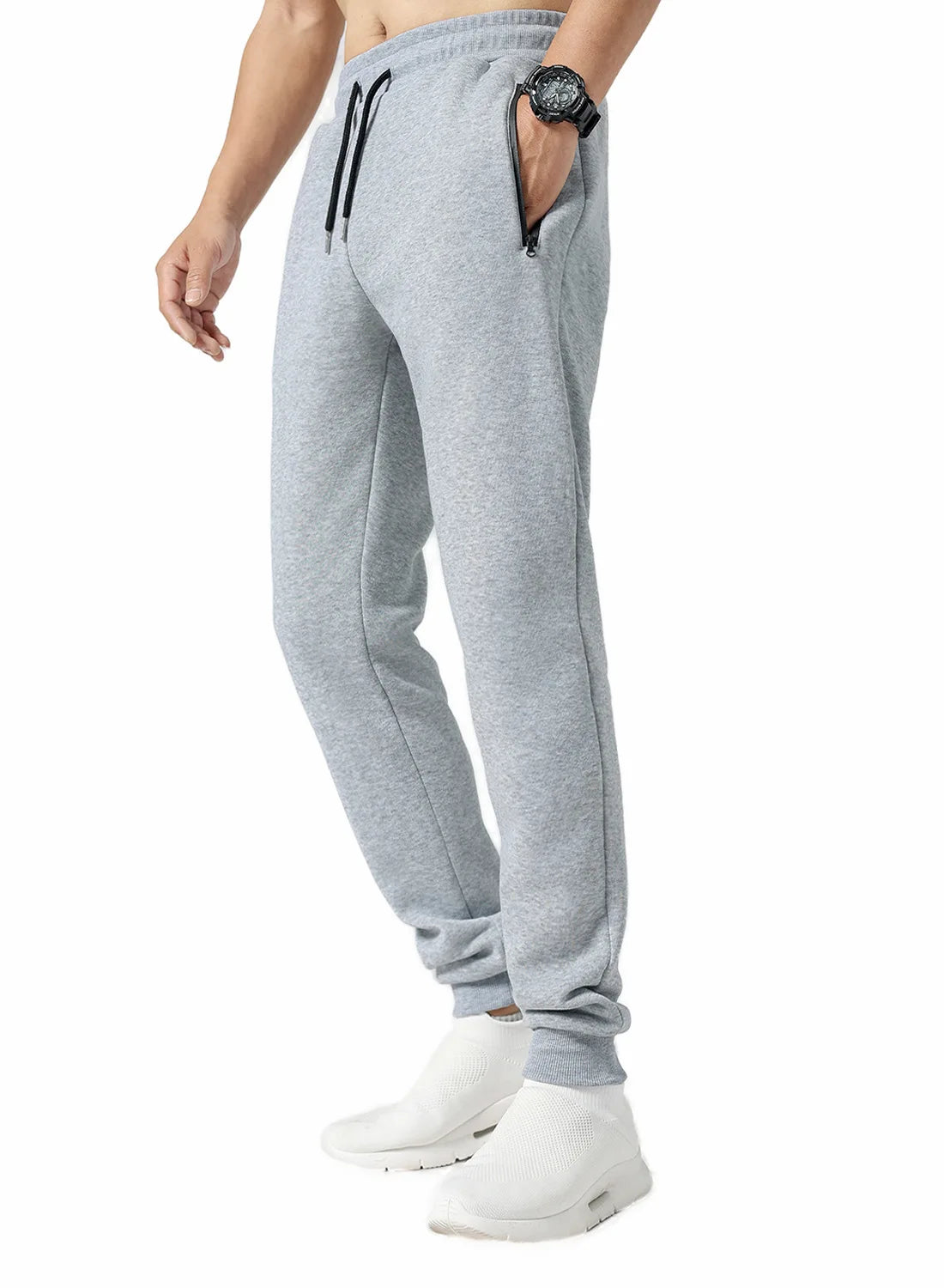 Men Drawstring Zipper Pockets Sweatpants