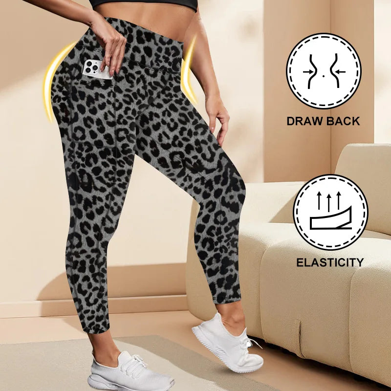 Women's High-Waisted  Butt-Lifting Leggings with Pockets Plus Size