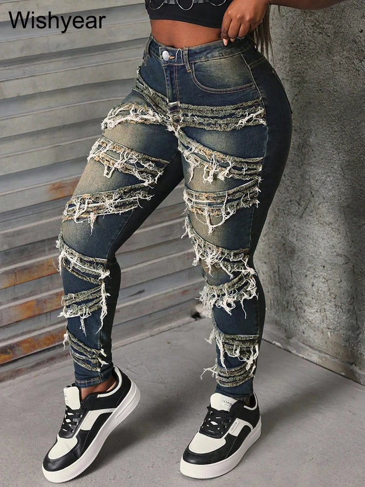 Vintag Spliced Women Jeans
