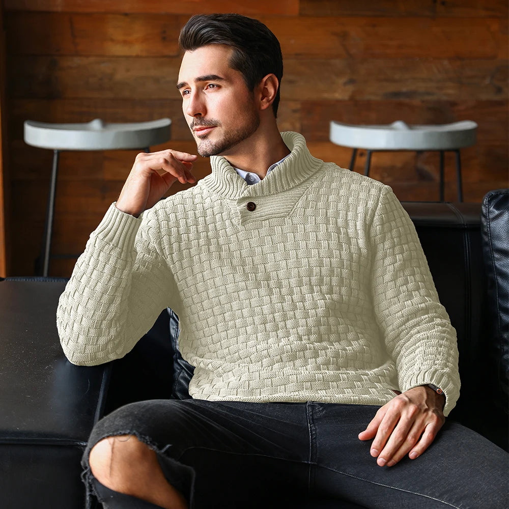 Men’s  Knitted Crew Neck  Long Sleeve Pullover