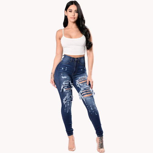 High Waist Ripped Jeans For Women