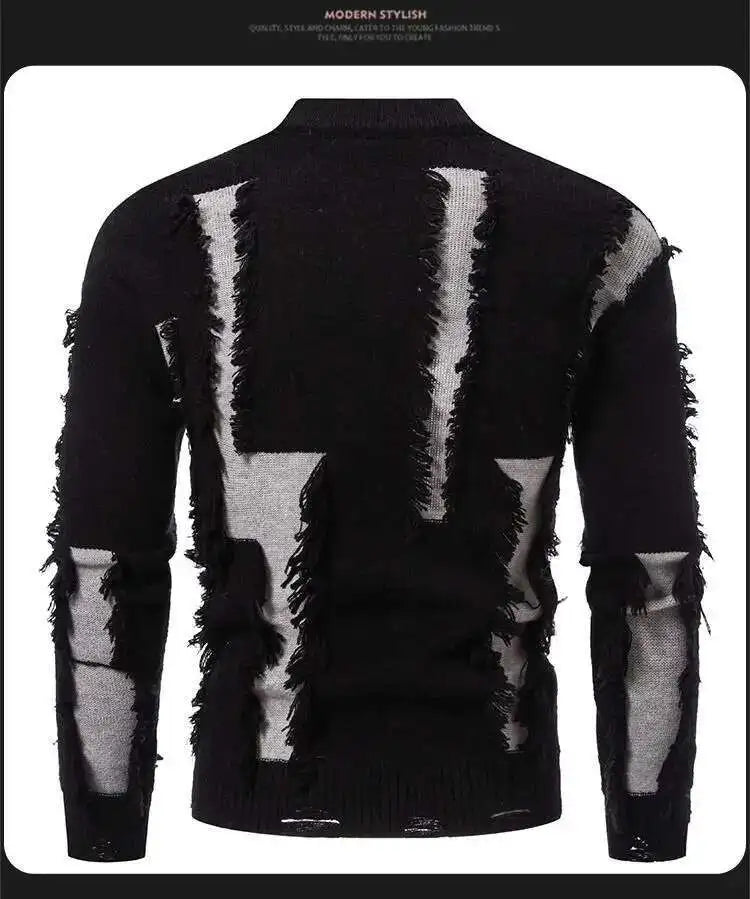 Men's Raw Edge Mock Neck Sweater