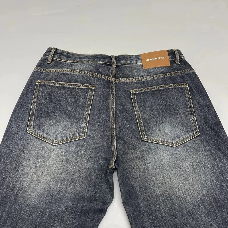 Patchwork Straight Leg Jeans