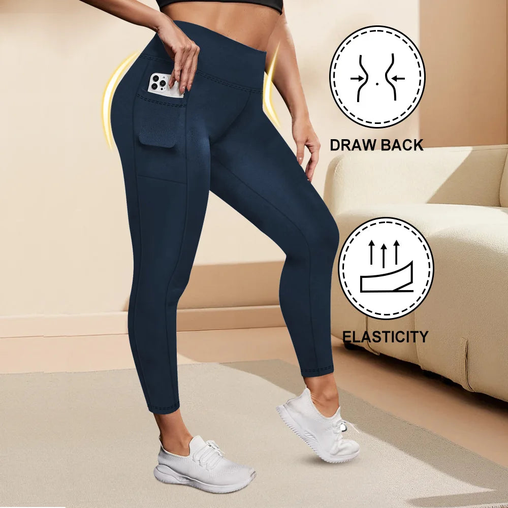 Women's High-Waisted  Butt-Lifting Leggings with Pockets Plus Size
