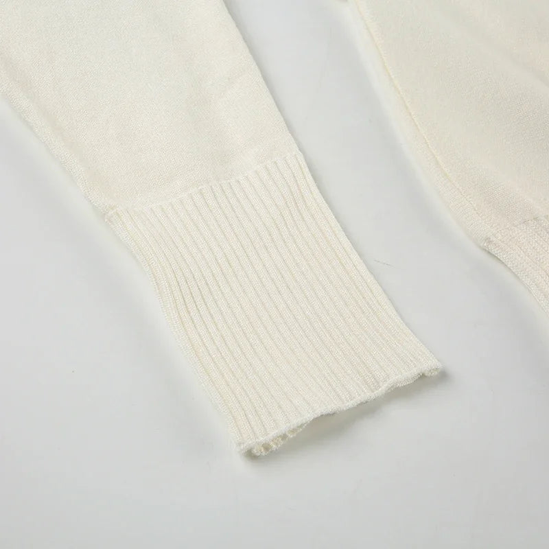 Off-Shoulder Long Sleeve Knitted Sweater