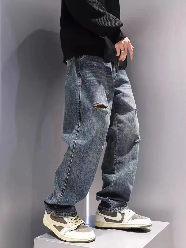 Men's Ripped Baggy Vintage Denim Pants