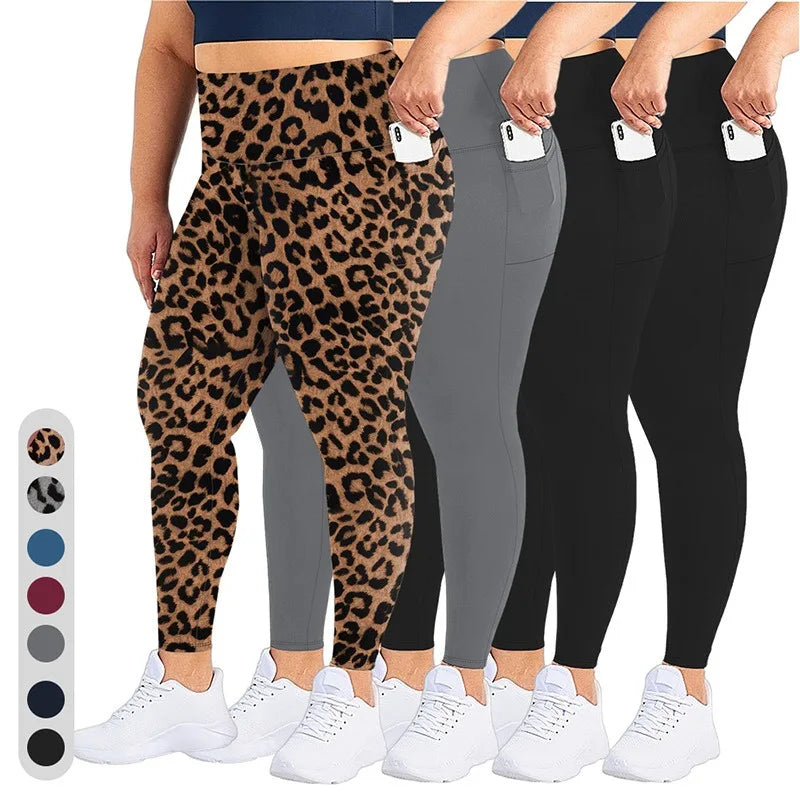 Women's High-Waisted  Butt-Lifting Leggings with Pockets Plus Size
