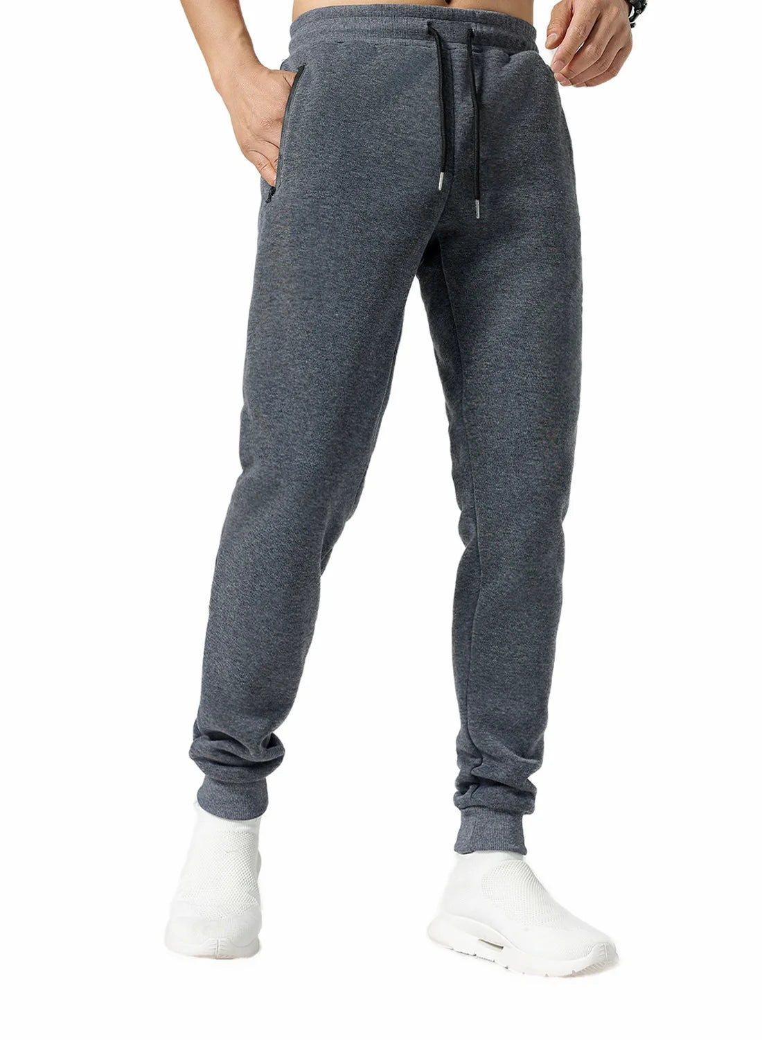 Men Drawstring Zipper Pockets Sweatpants