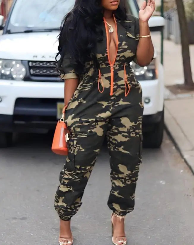 Camouflage Design One Piece Jumpsuit