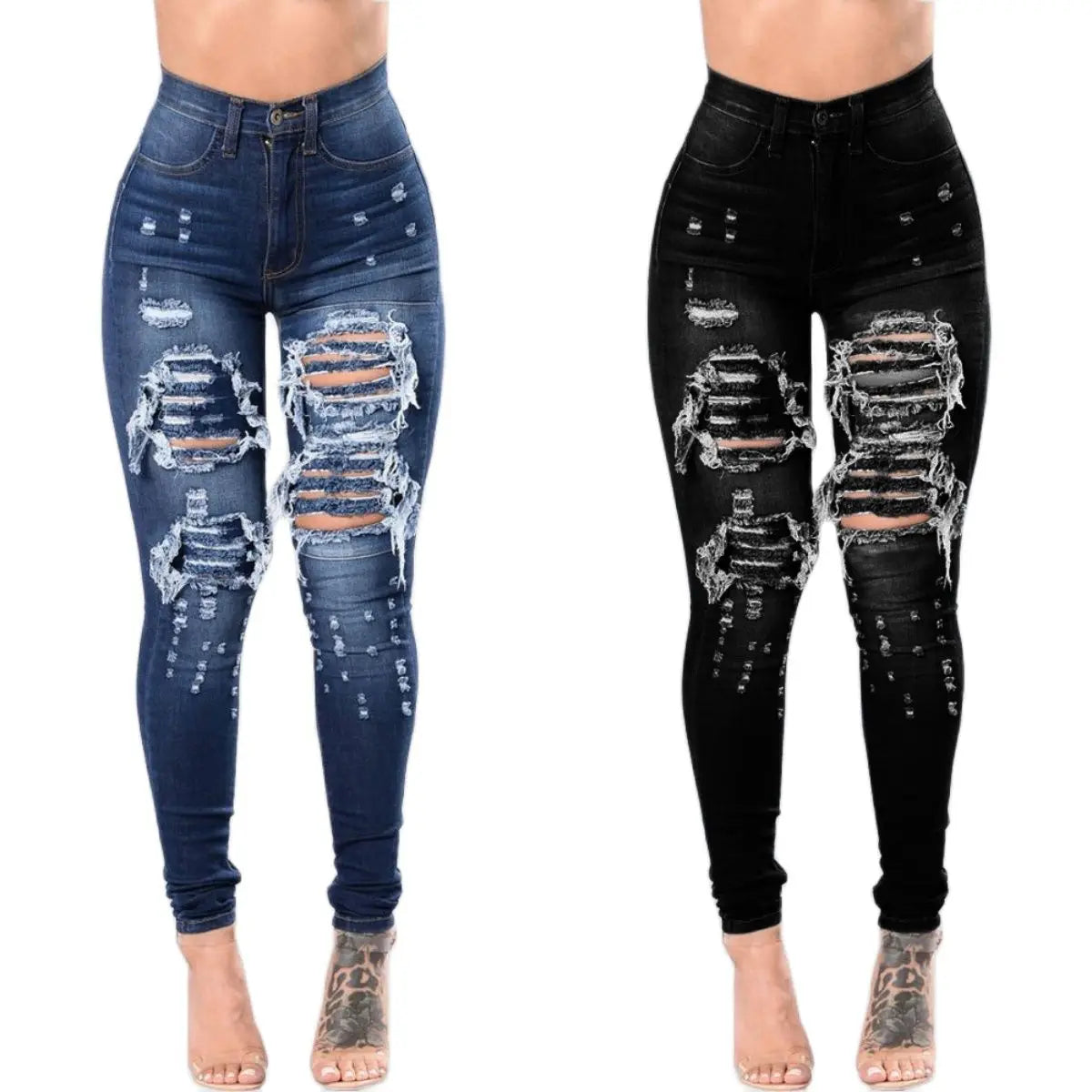 High Waist Ripped Jeans For Women