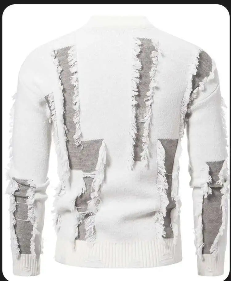 Men's Raw Edge Mock Neck Sweater