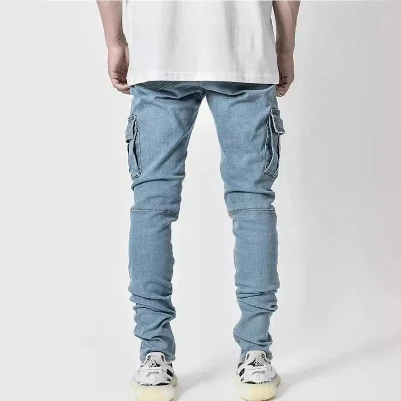 Men Denim Cargo Slim Fit Joggers