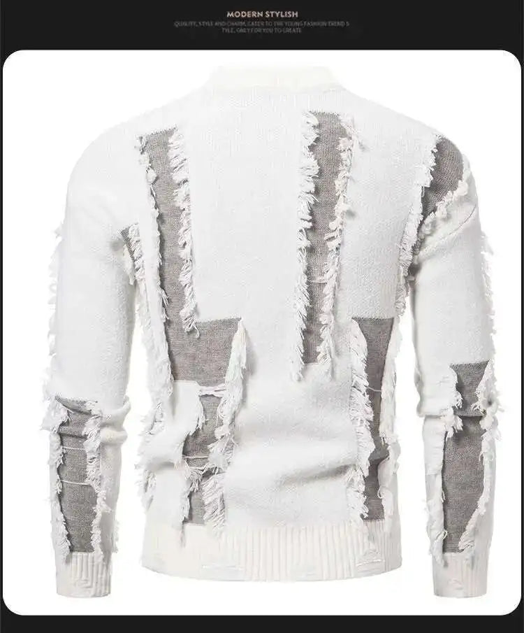 Men's Raw Edge Mock Neck Sweater