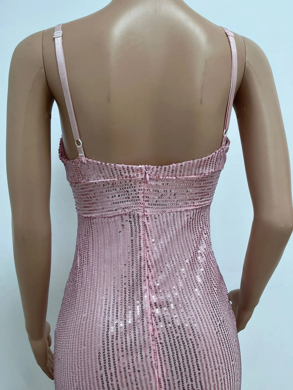 Womens Criss-Cross Sequin Elegant Evening Dress