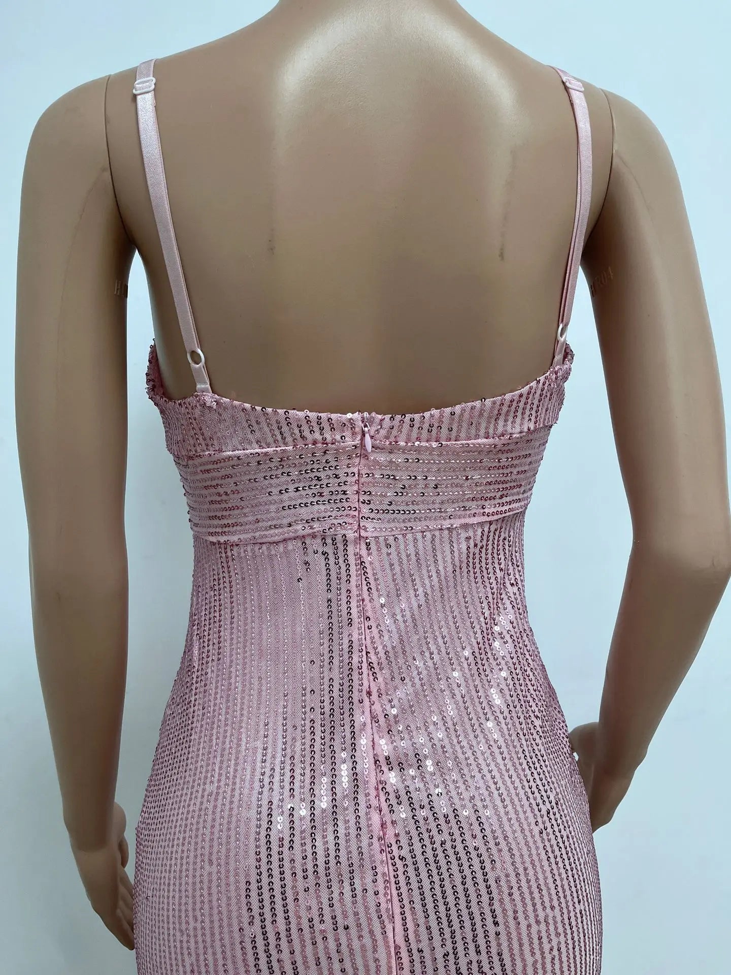 Womens Criss-Cross Sequin Elegant Evening Dress