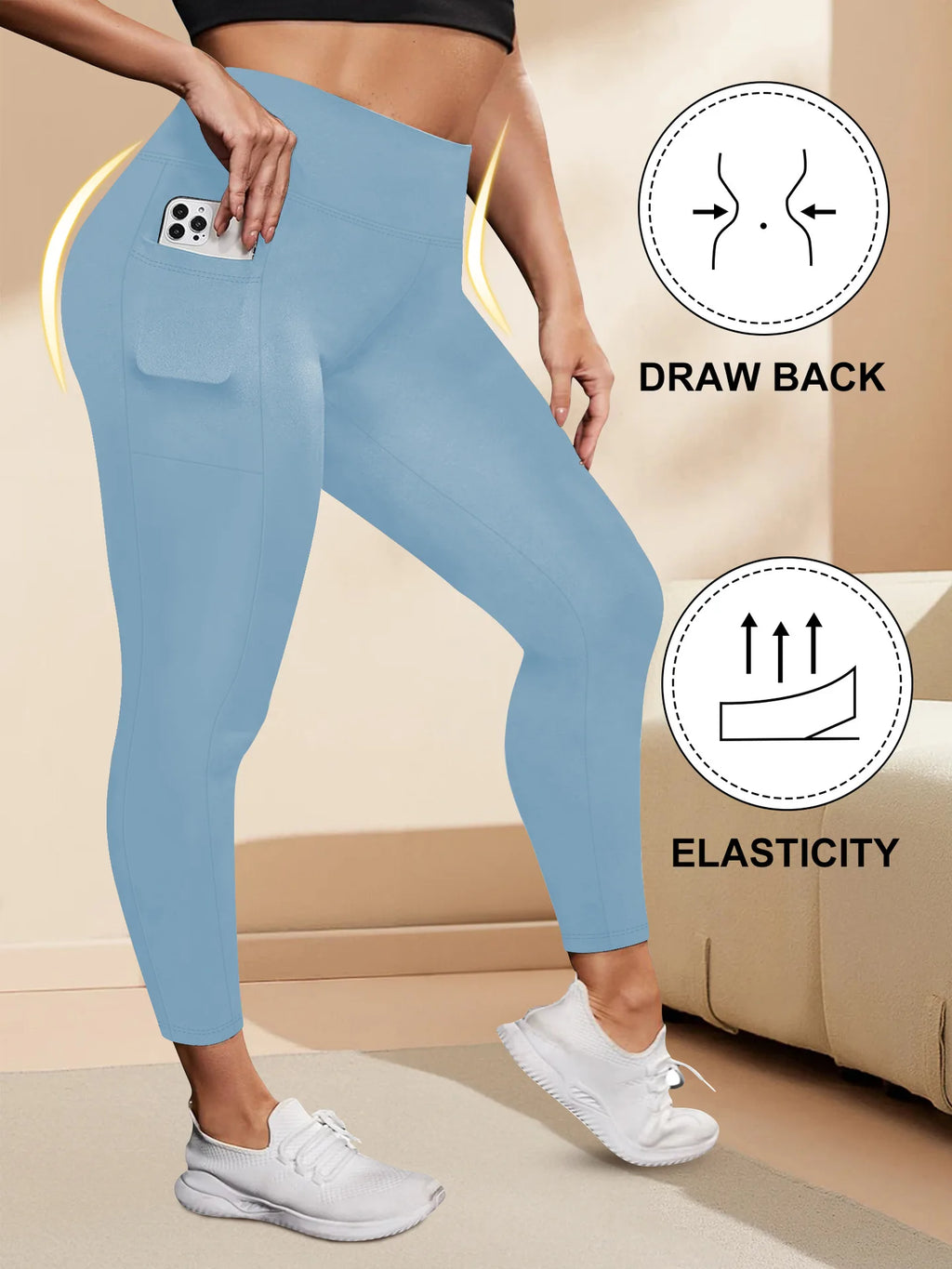 Women's High-Waisted  Butt-Lifting Leggings with Pockets Plus Size