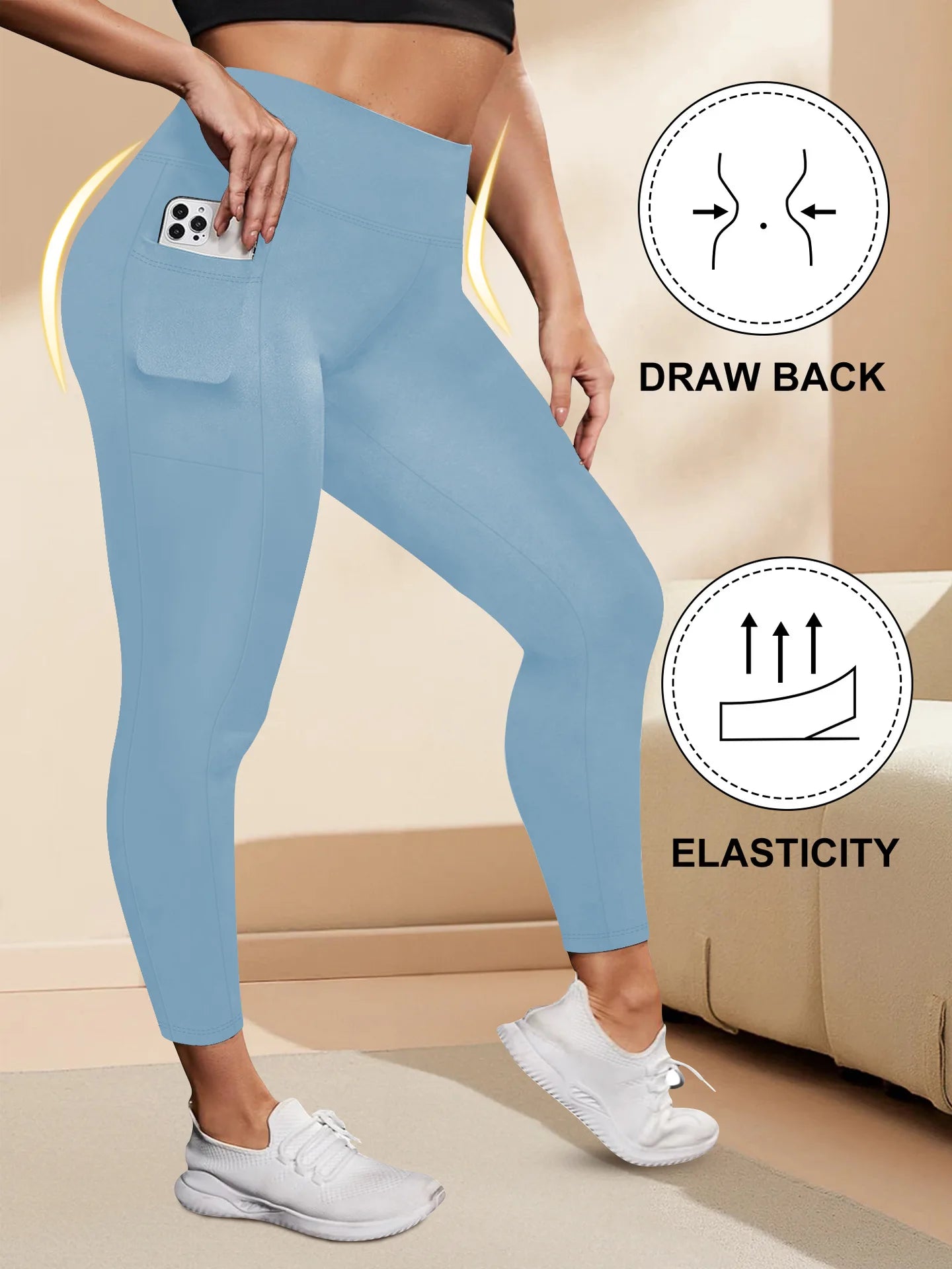 Women's High-Waisted  Butt-Lifting Leggings with Pockets Plus Size